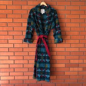 Vintage  VICTORIA'S SECRET COUNTRY Women's Green Snowflake Belted Robe Size S